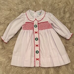 The Smocking Bug Smocked Wreath and Bow Dress Size 24M